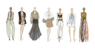 UNFOLD Capsule Collection von REAWAKE – Kleiderskizzen der sieben Looks.